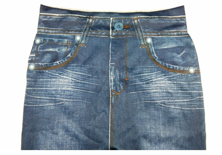 Yiwu Factory 3Color8Code tv Women's Imitation Denim Leggings Spring and Autumn High Waist Outer Wear One-piece Pants Cross-border Women's Pants