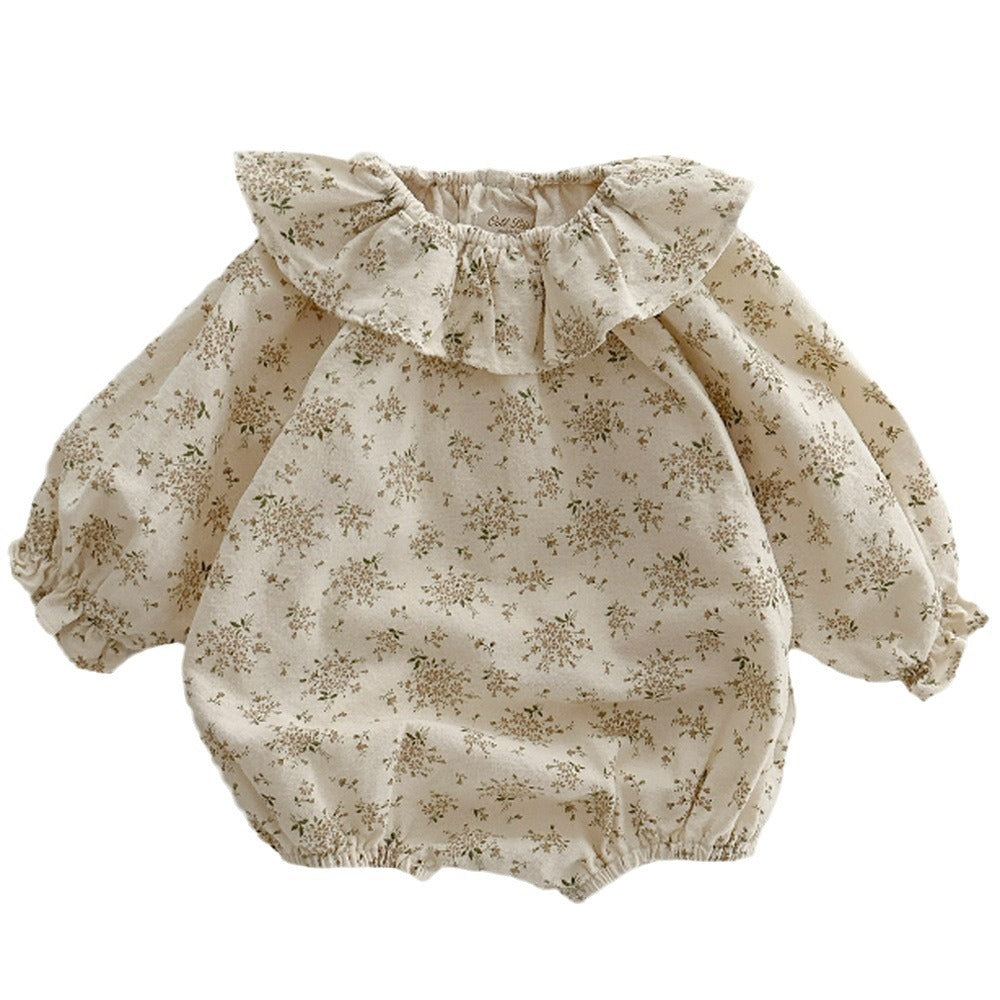 Children's Autumn Outfit Korean Style Baby Floral Romper Set2025Autumn New Baby One-Piece Outfit