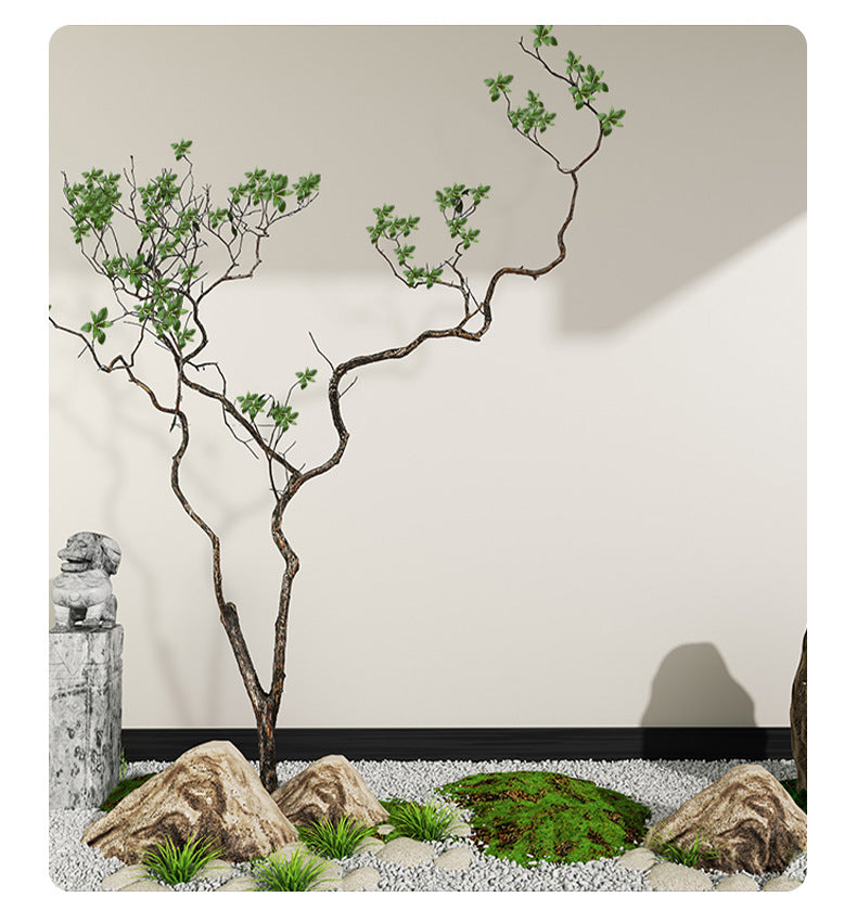 Large Artificial Drunken Horse Tree Decorative Real Tree Trunk Yellow Cypress Tree Large Floor-standing Landscaping Decorative Dry Branches
