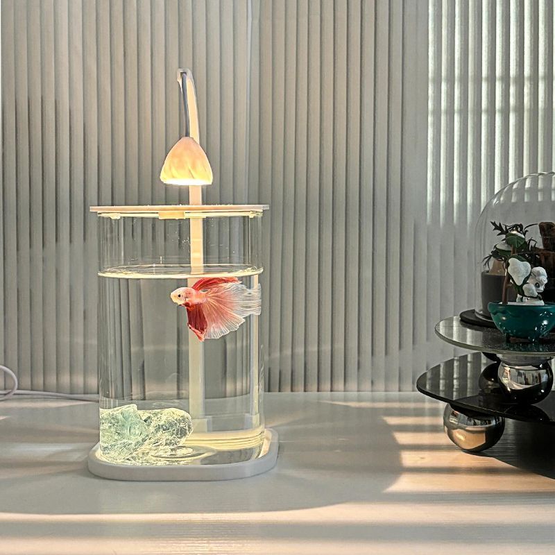 Fish Tank Betta Ultra-clear Small Lazy Glass Tank Living Room Creative Desktop Ornament Sensory Viewing Light