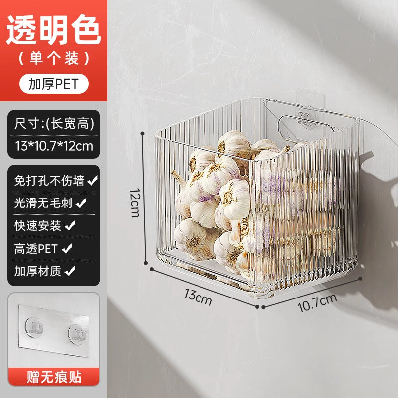 Younai Kitchen Onion Ginger Garlic Storage Box Wall-Mounted Vegetable Seasoning Storage Artifact Multi-Functional Shelf