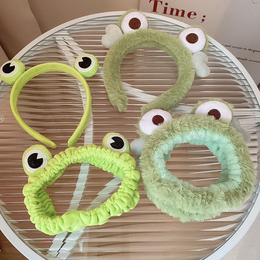 Cute Big Eyes Plush Frog Headband for Washing and Makeup, Non-Slip Daily Versatile Hair Accessory for Women Wholesale
