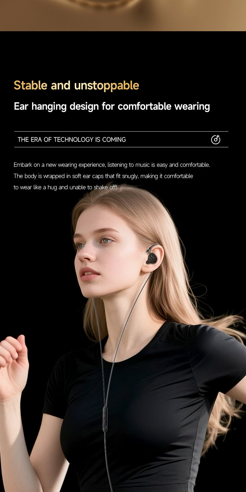 Cross-border new in-ear sports headphones with interchangeable cables, plug-in gaming style HIFI Dynamic Wired Earphones for Mobile Phones