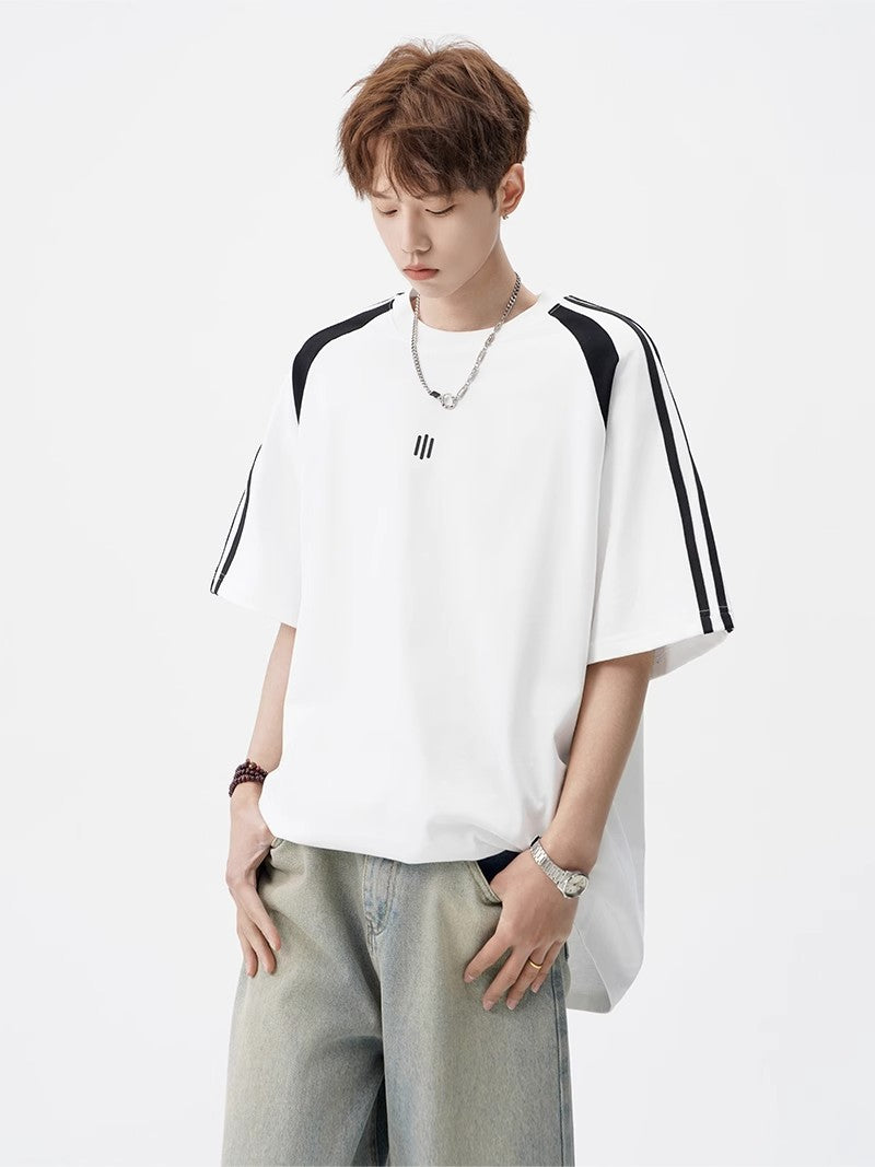 2025New Trendy Ice Silk Short Sleeves t Men's Round Neck Pullover Top Summer American Style Heavy Loose T-Shirt