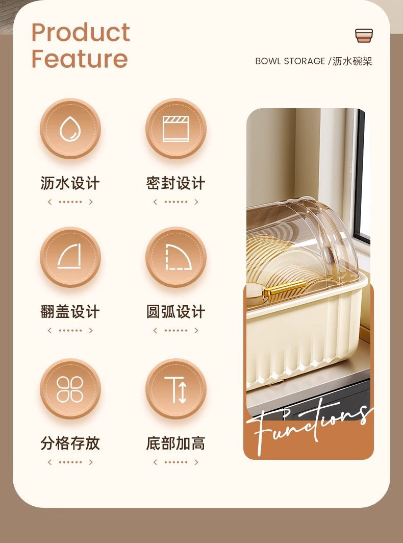 Dish Rack Storage Rack Bowl and Chopsticks Draining Rack Kitchen Bowl Plate Tableware Storage Box Countertop Bowl Storage Box for Home Use