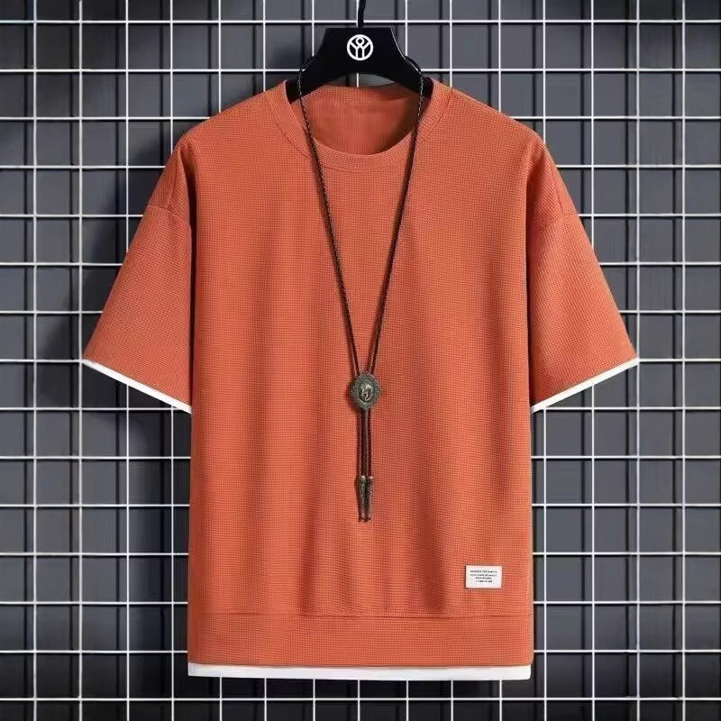 Chaolun Men's Short Sleeve Shirt t Summer Trendy Thin Breathable Shirt T Loose Waffle Short Sleeve Shirt