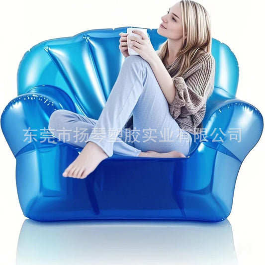 In Stock Transparent Sofa PVC Inflatable Sofa Camping Inflatable Lazy Recliner Single Seat Stuffable Doll Stool