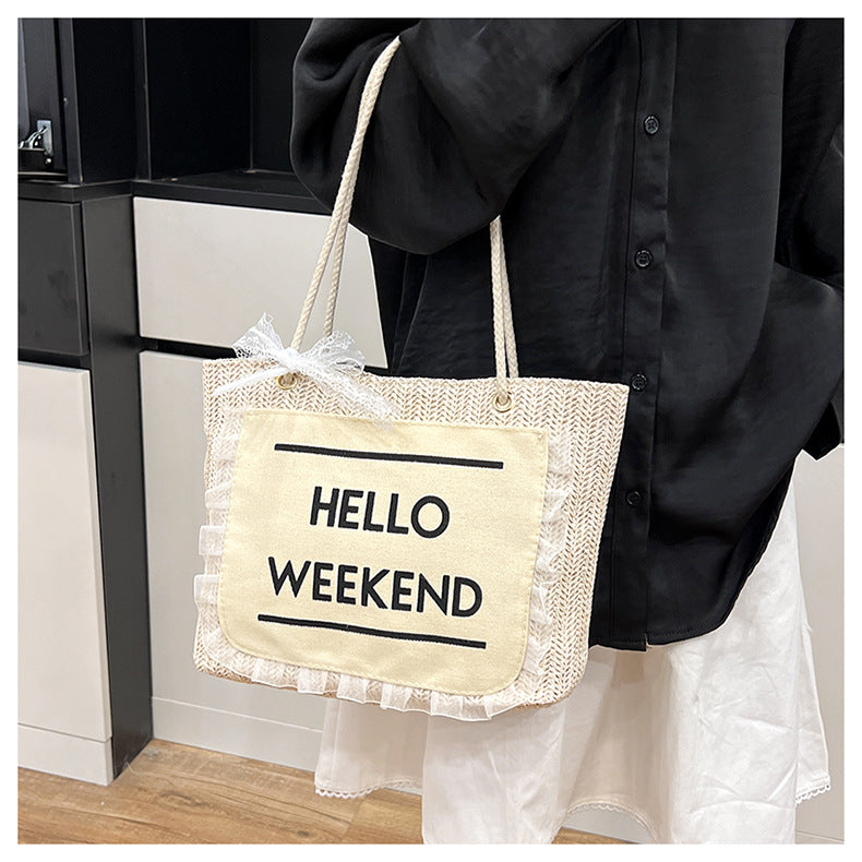 2025Large Capacity Elegant Korean Style Bag for Women Linen Canvas Bag Fashionable Eco-friendly Shopping Bag Single Shoulder Casual Handbag