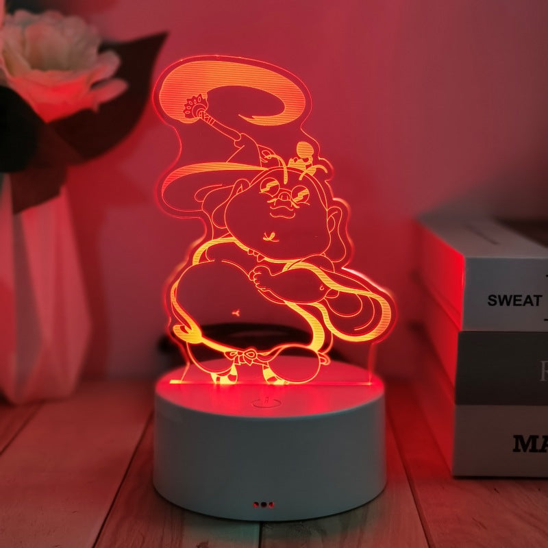 Cross-Border Creative3d Night Light Acrylic Board Internet Celebrity Hot-Selling Bedside Lamp Remote Control3d Nezha Night Light Ambient Light