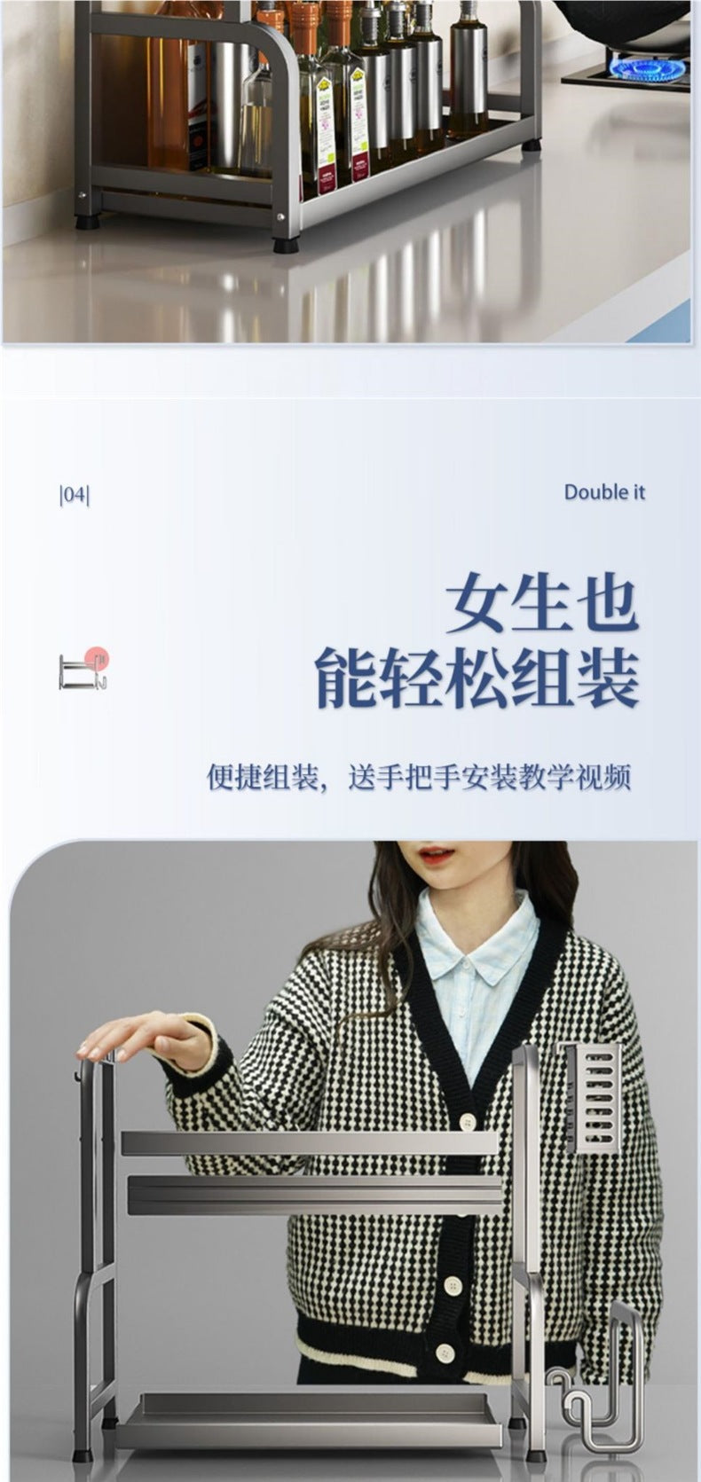 Kitchen Spice Rack Knife Holder Countertop Multifunctional Seasoning Kitchenware Storage Rack Multi-layer Stainless Steel Wholesale