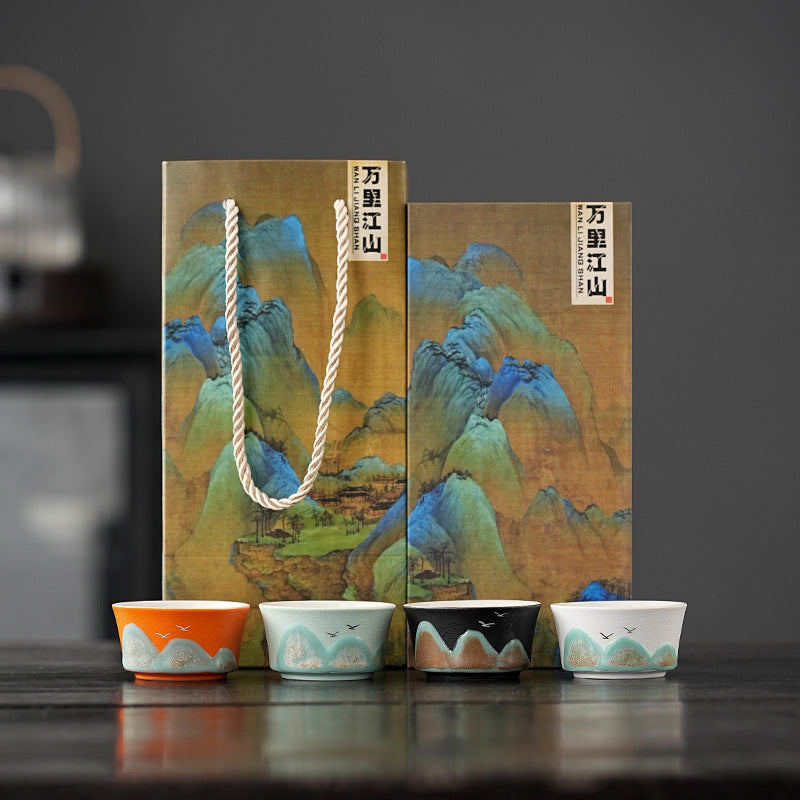 Tea Cup Ceramic Master Cup Personal Single Cup National Trend Forbidden City Cultural Creative Retro Hand-painted Tasting Cup Gift Box Set Souvenir