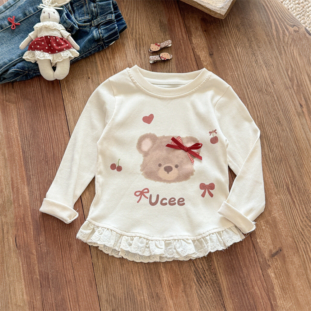 Sweet Little Girl's Sweatshirt Dress Spring and Autumn Outfit2025New stylish baby girl puffy dress sweet mid-length princess dress