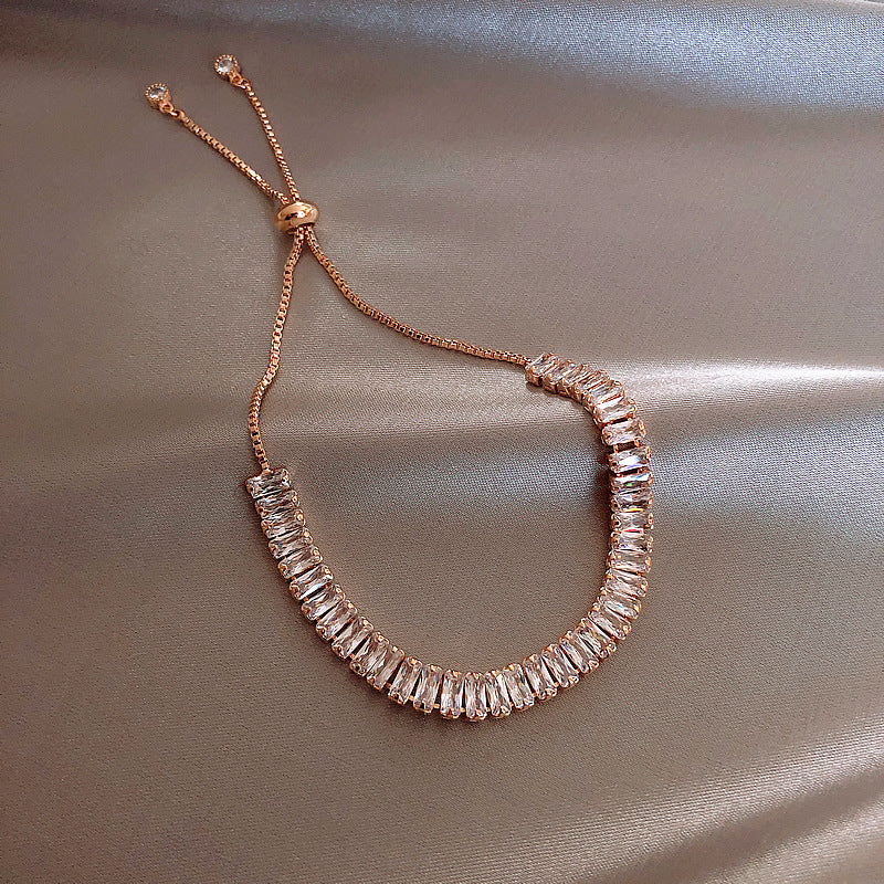 Xiaohongshu Same Style Hot-Selling Zircon Bracelet Light Luxury Niche Exquisite High-End Feel Adjustable Pull Jewelry for Women