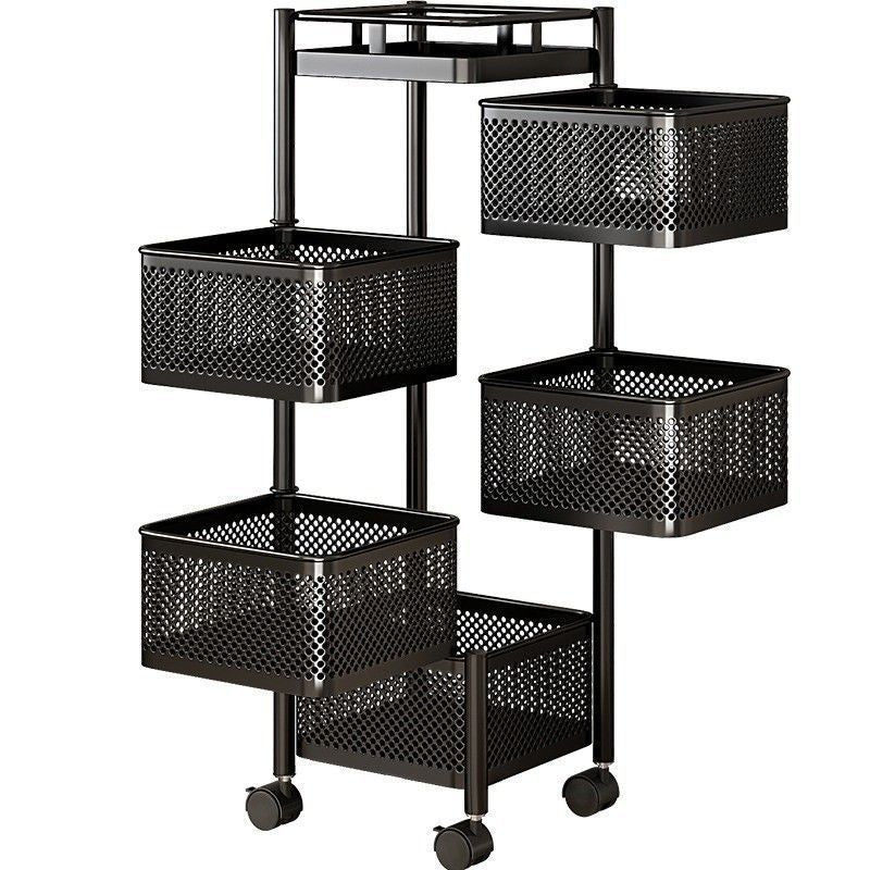 Rotatable Multi-layer Floor-standing Bedroom Trolley Kitchen Storage Rack Multifunctional Organizer Household Snack Rack Bedside Rack