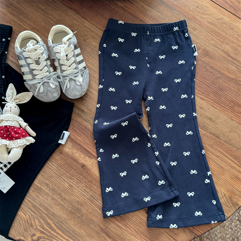 Sweet Little Girl Flared Pants Stylish Spring and Autumn New Baby Outerwear Leggings Korean Version Infant Children's Casual Long Pants