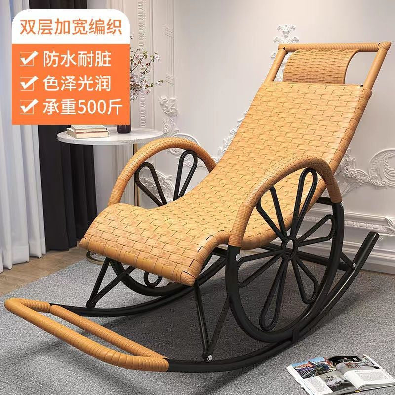 Rocking Chair Recliner Rocking Lazy Chair Rattan Chair for Adults Home Outdoor Living Room Balcony Nap Elderly Leisure Rattan Chair Factory