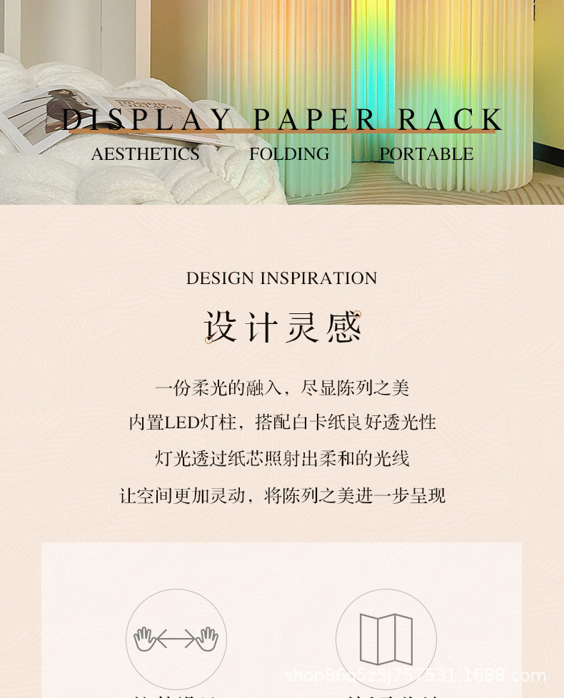 【Firefly Lantern】Live Streaming Background Decoration Foldable Round Column Paper Roman Column Folding Column Road Guide Ornament