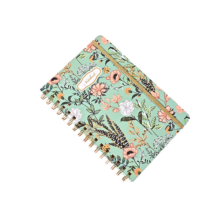 Customizable Painted Garden Elastic Band Spiral Notebook Diary Notepad Exam Preparation Student Workbook Notebook Wholesale