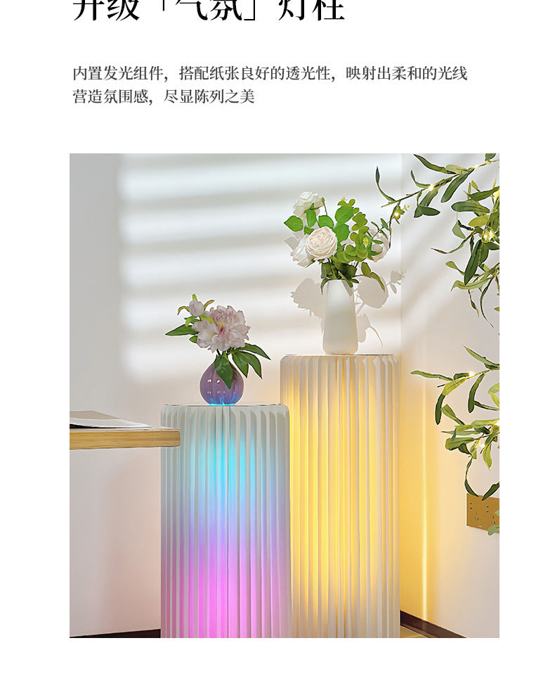 【Firefly Lantern】Live Streaming Background Decoration Foldable Round Column Paper Roman Column Folding Column Road Guide Ornament