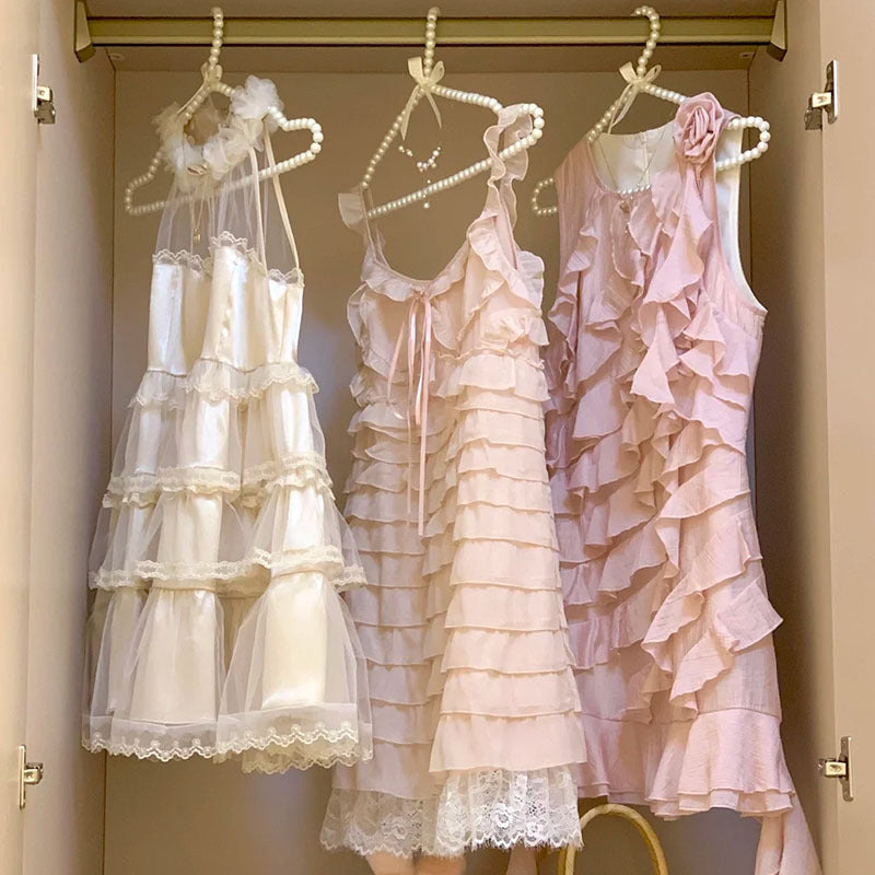 2025Summer New Style Women's Sweet and Spicy Strap Dress Light Color High-end Feel Wholesale Source