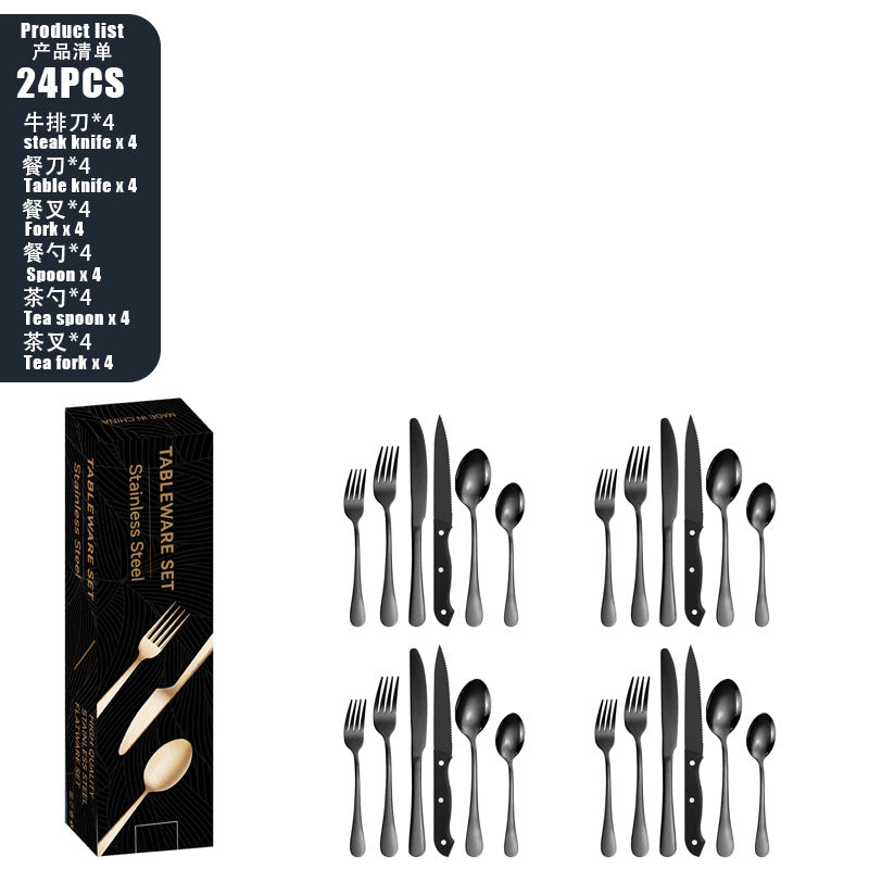 Tableware set Stainless Steel Tableware Set8Set of Cutlery, Fork, and Spoon for One Person48Set of Steak Knives in Color Box