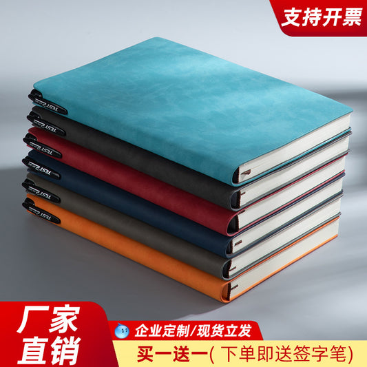 Custom Side Pen Slot Notebook logo Thickened Sheepskin Leather Notebook A5/A6Minimalist Business Journal