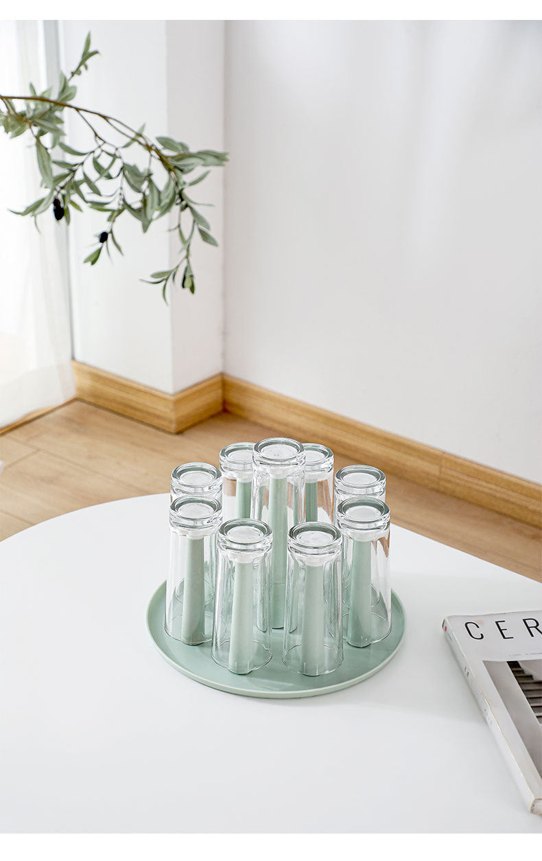 Home Cup Holder Tea Set Wooden Inverted Draining Cup Rack Dustproof Tea Cup Glass Cup Creative Storage Organizer
