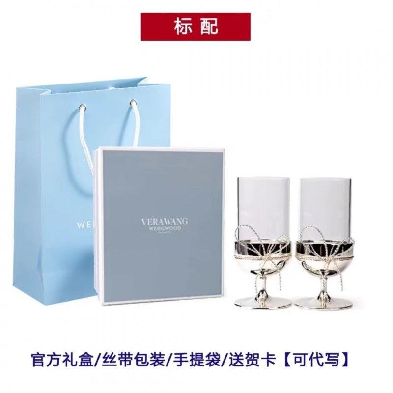 British Wang Weiwei Champagne Glass VeraWang Love Knot Rope Red Wine Pairing Goblet Wedding Gift Box