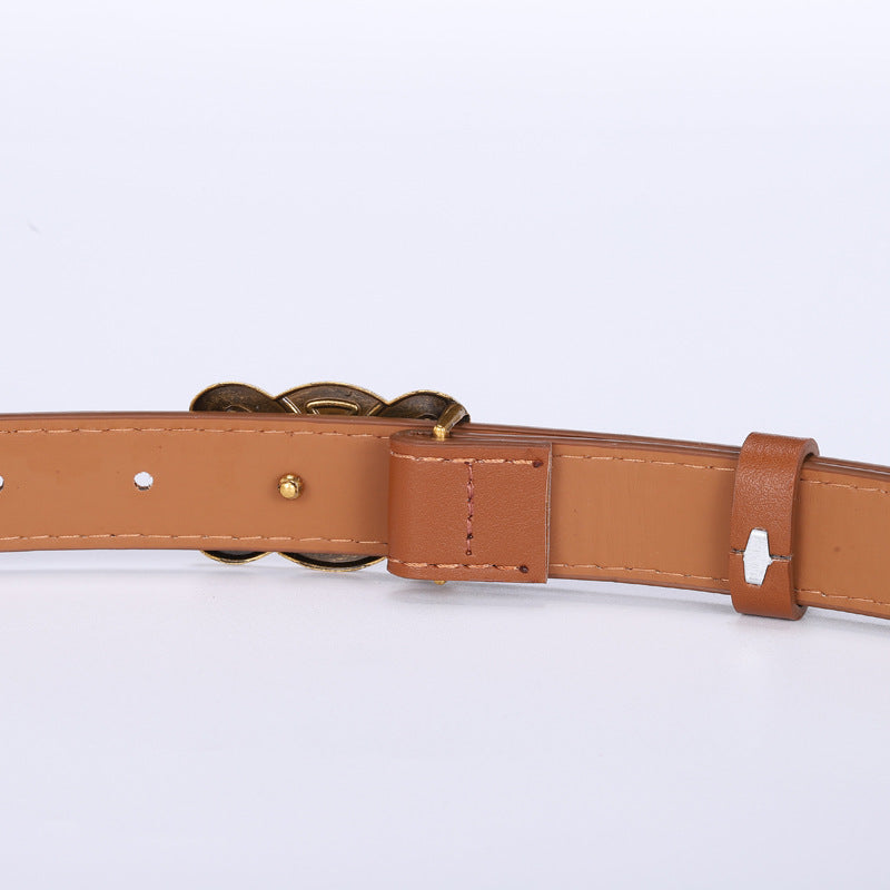 Women's English Letter Smooth Buckle Belt Versatile Jeans Decoration Fashion Trendy Internet Celebrity Fashion Waist Belt