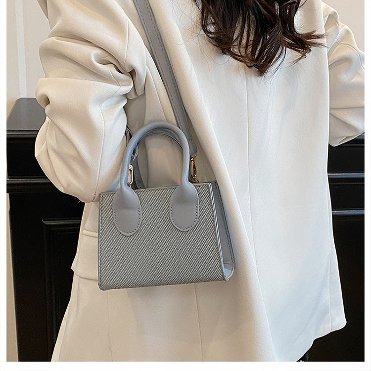Korean Style Simple Crossbody Personality Small Square Bag2024Summer new style casual stylish single-shoulder bag corduroy handbag