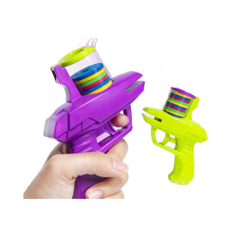 Round Disc Flying Saucer Ejection Gun Children's Stress Relief Toy Gun Radish Flying Disc Gun Creative Student Stress Relief Ejection Toy Gun
