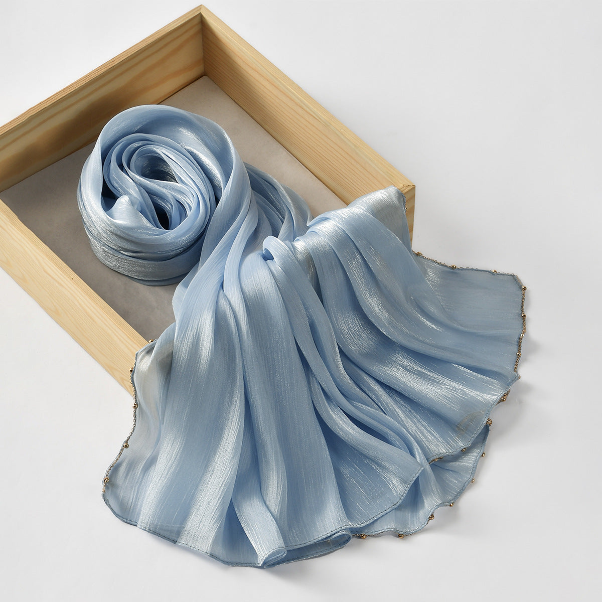 Southeast Asia Hot-Selling Popular Solid Color Chiffon Island Silk Chain Long Scarf Summer Refreshing Breathable Sun-Proof Ethnic Headscarf