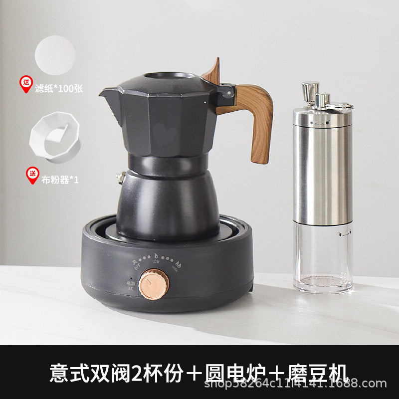 Moka Pot Home Use Small Coffee Pot Coffee Brewing Set Double Valve Hand Brew Pot Espresso Extraction Italian Coffee Machine