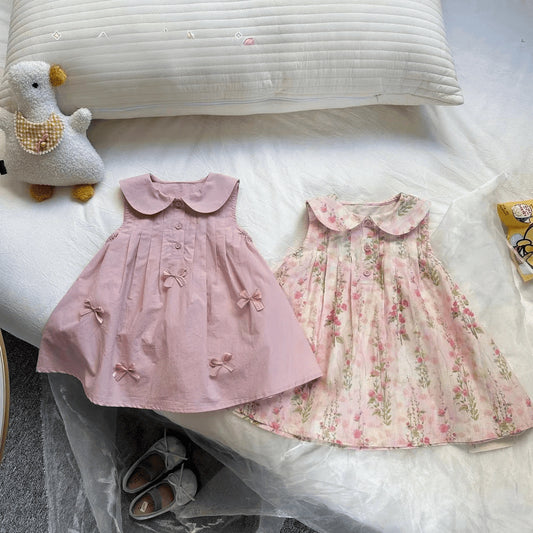 Girls' Summer Dress2024New Baby Girl Vest Dress Toddler Summer Floral Dress Children's Princess Dress