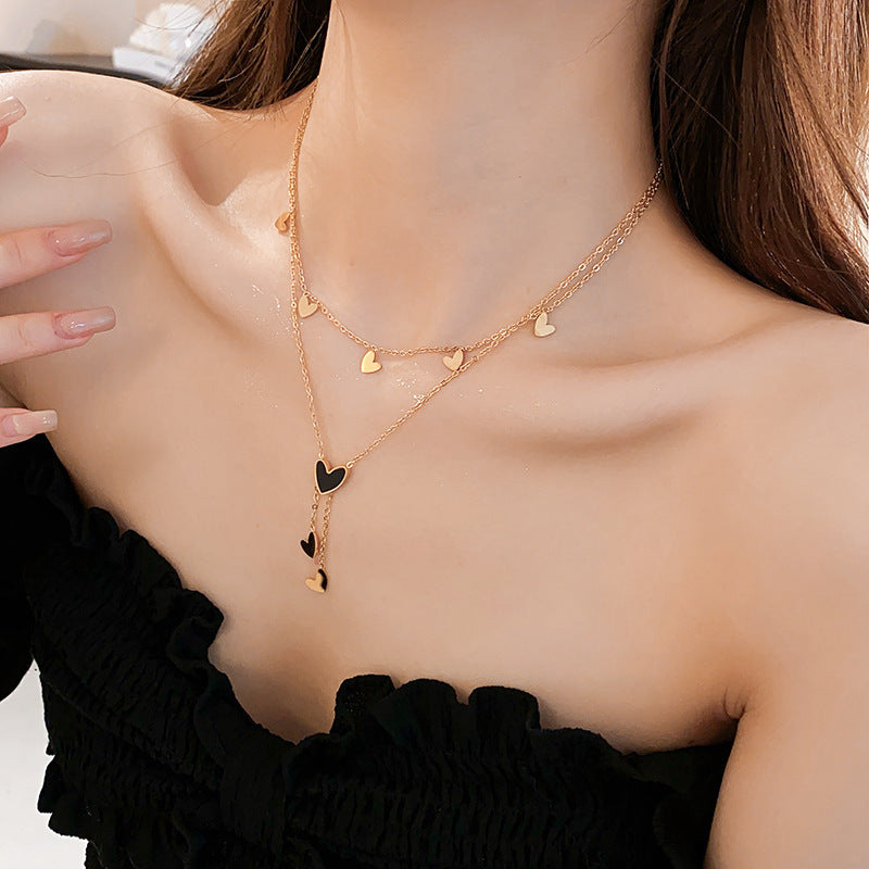 18K Real Gold Plated Moon Heart Pendant Necklace Simple Versatile Elegant Collarbone Chain Light Luxury High-End Necklace