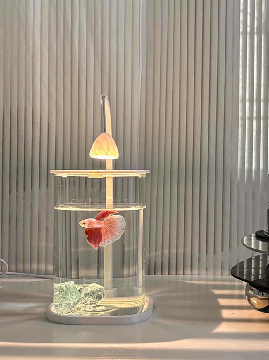 Fish Tank Betta Ultra-clear Small Lazy Glass Tank Living Room Creative Desktop Ornament Sensory Viewing Light
