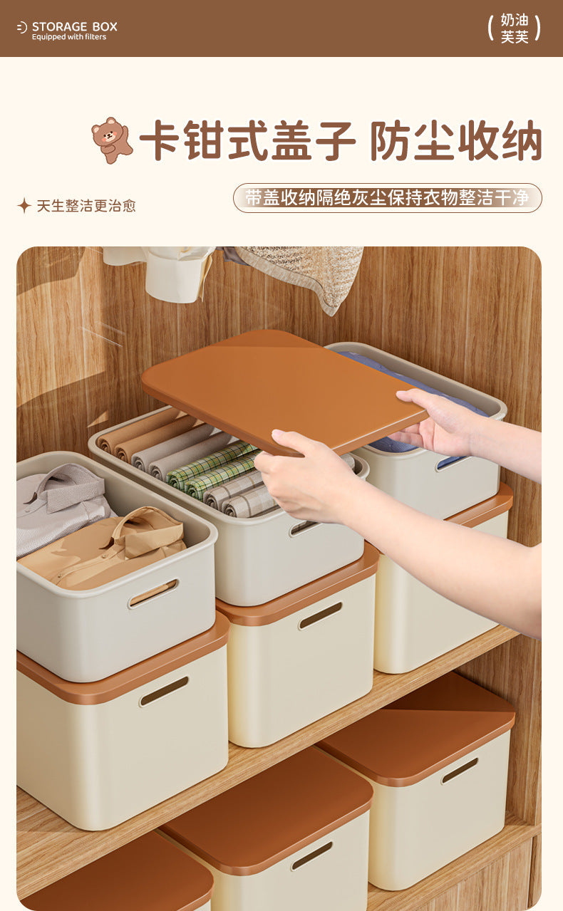 Storage Box with Lid for Household Snacks and Toys, Desktop Organizer, Kitchen Cabinet Plastic Storage Box