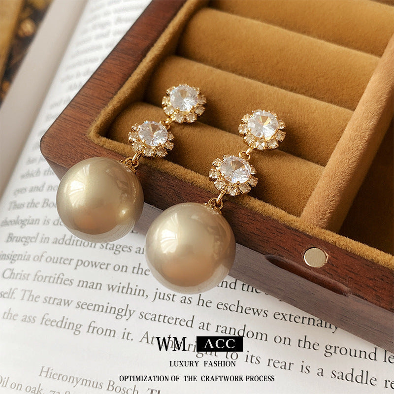 Pearl Earrings with a Sense of Sophistication Real Gold Electroplated Silver Needle French Retro Palace Style Earrings Versatile Ear Jewelry Wholesale