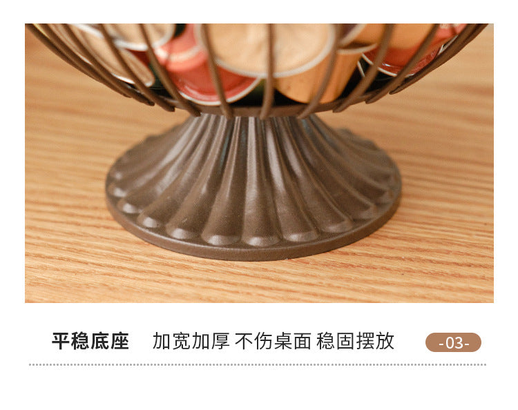 Cross-Border Iron Art Fruit Basket Coffee Capsule Storage Basket Desktop Decoration Coffee Table Snacks Dried Fruit Candy Storage