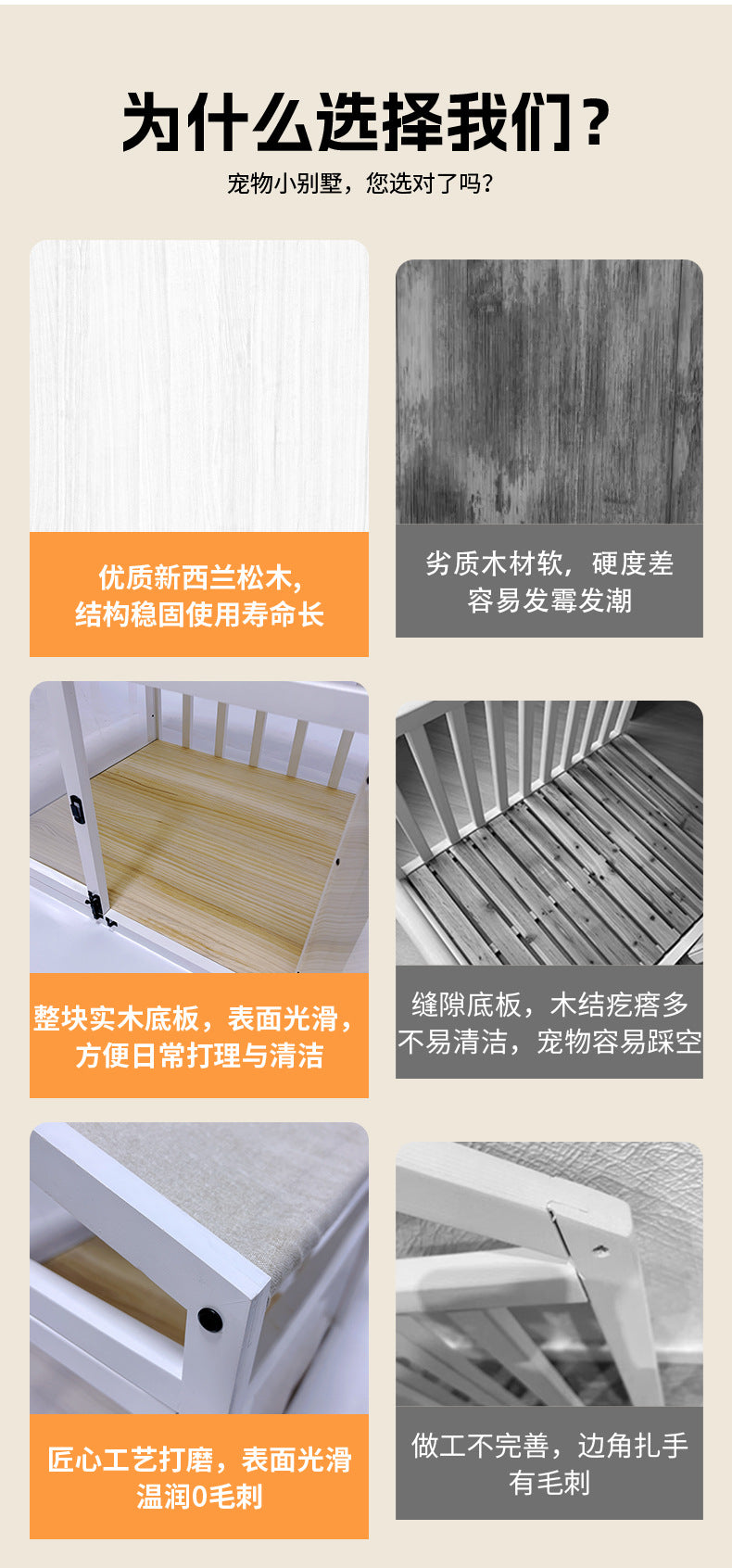 New Parker Solid Wood Cat and Dog Fence Pet Escape-Proof Splicing Barrier Indoor Outdoor Transparent Wooden Slats Panoramic Nest