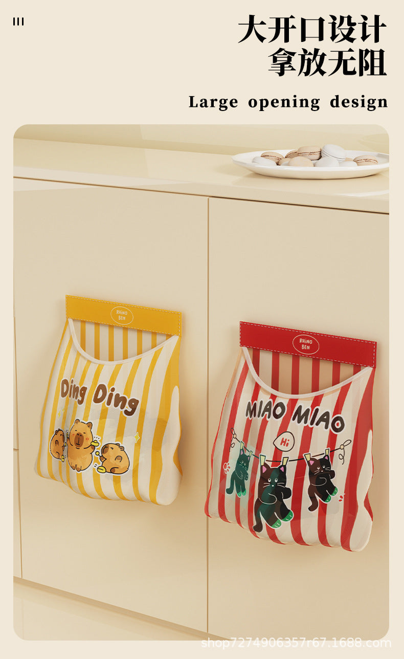 Magic Tape Sock Storage Bag Hanging Bag Door Back Storage Trash Bag Wall Hanging Miscellaneous Pocket Plastic Bag Storage Wall Hanging