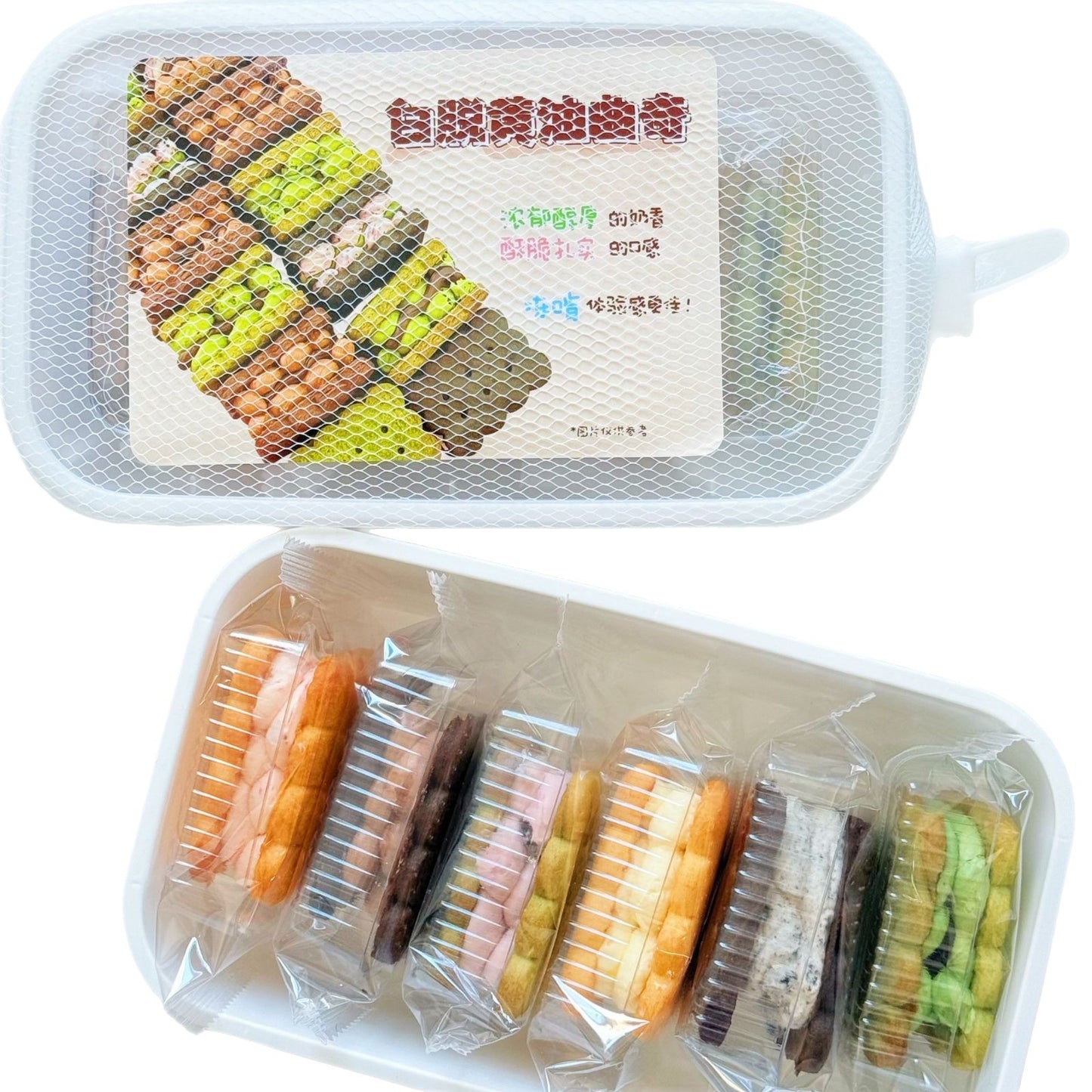 Frozen Chewy Butter Sandwich Cookies Matcha Chocolate Multi-flavor Ice Cream Texture Cake Snacks Factory