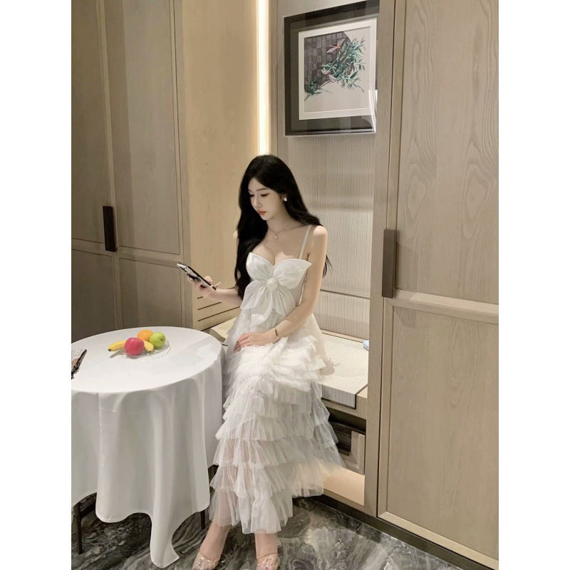 2024New Pure Desire Socialite Temperament Royal Sister Hot Girl Satin Three-Dimensional Flower Slimming Versatile Camisole Top