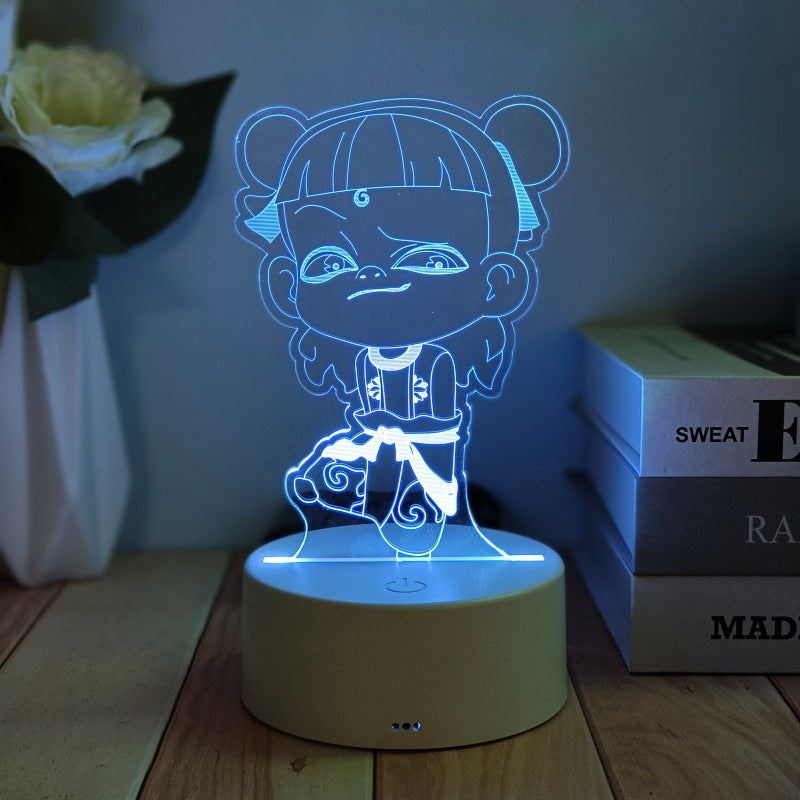 Cross-Border Creative3d Night Light Acrylic Board Internet Celebrity Hot-Selling Bedside Lamp Remote Control3d Nezha Night Light Ambient Light