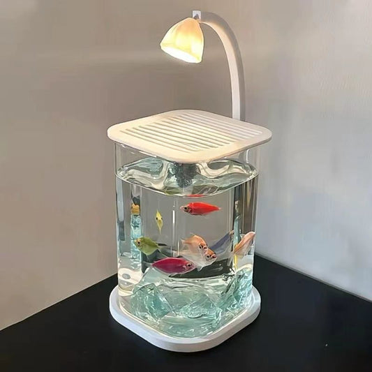 Fish Tank Betta Ultra-clear Small Lazy Glass Tank Living Room Creative Desktop Ornament Sensory Viewing Light