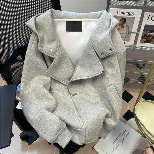 Korean Style Embroidered Hooded Cardigan Couple's Jacket for Men and Women Spring and Autumn Loose Design Versatile Zipper Sweatshirt Trendy