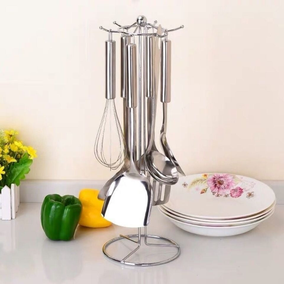 Kitchen Storage Rack Utensil Holder Spatula Spoon Hanging Rack Pot Spatula Holder Soup Spoon Spatula Draining Rack Household Hook Rack Floor-standing