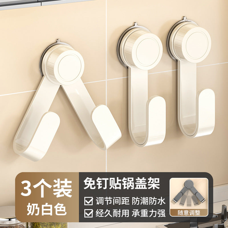 Suction Cup Wall-Mounted Pot Lid Holder Wall No-Drill Cutting Board Rack Storage Kitchen Organizer Pot Lid Organizer