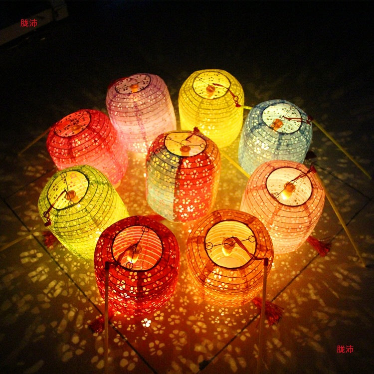 Children's Dance Lantern Festival Stall Handheld Glowing Winter Melon Hollow Paper Lantern Hanfu Photography Prop Ancient Style Lantern