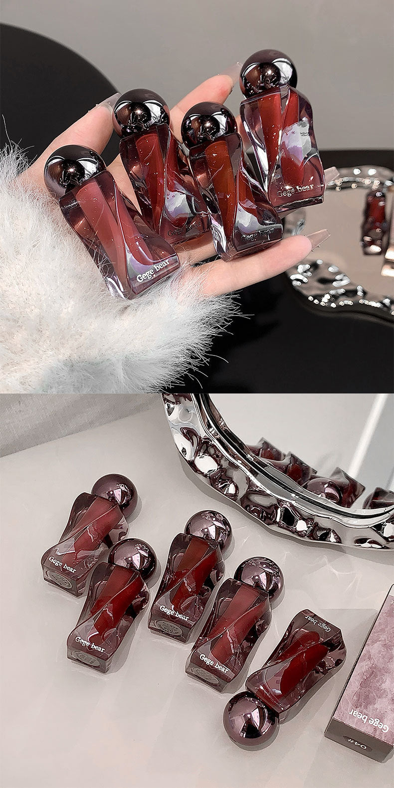 Gege Bear Soft Light Mousse Lip Mud Velvet Soft Mist Matte Autumn Winter Atmosphere Whitening Lip Gloss Cross-Border Beauty Makeup